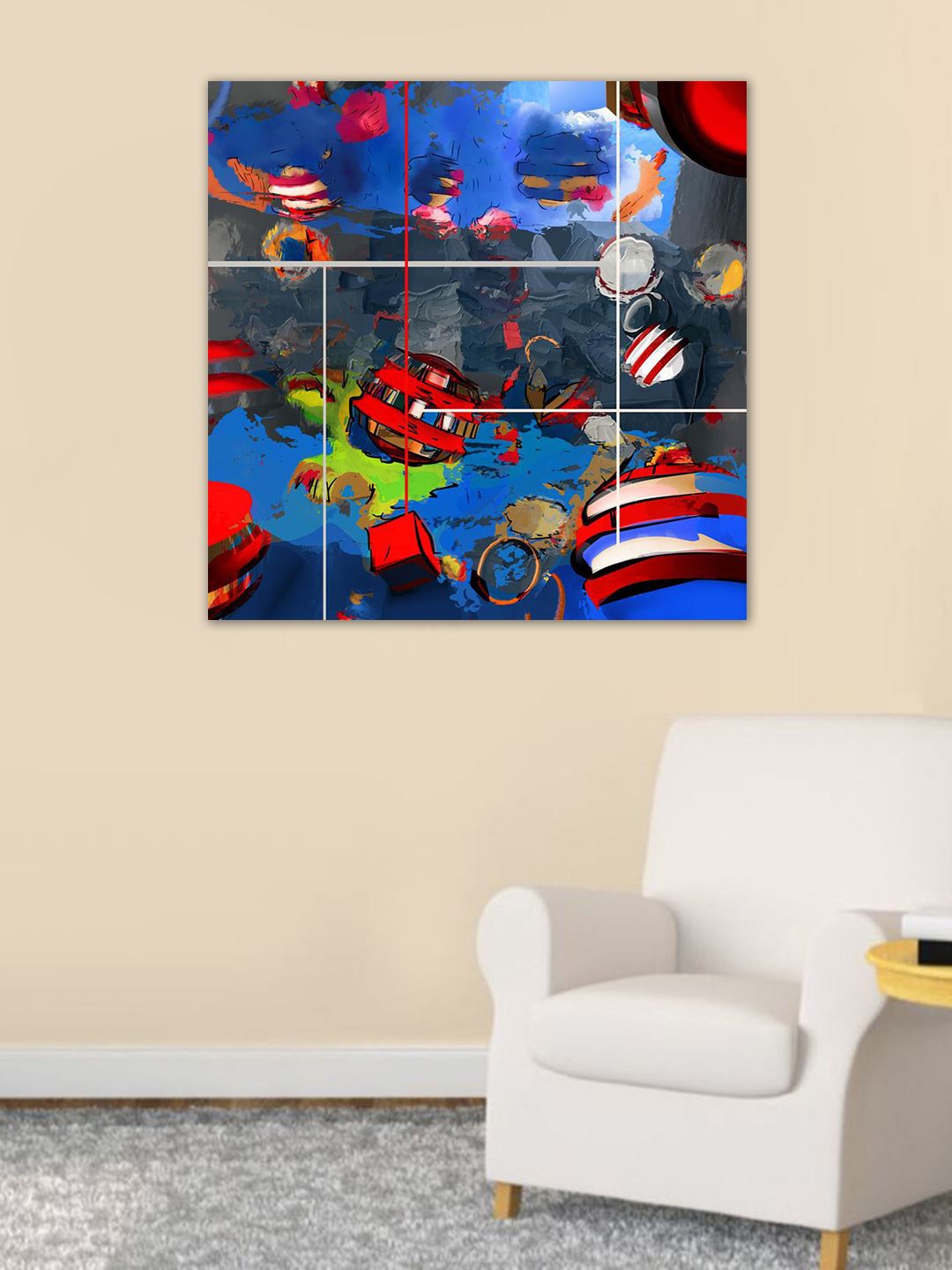 999Store Multicoloured Abstract Hand-Painted Wall Art, Multi