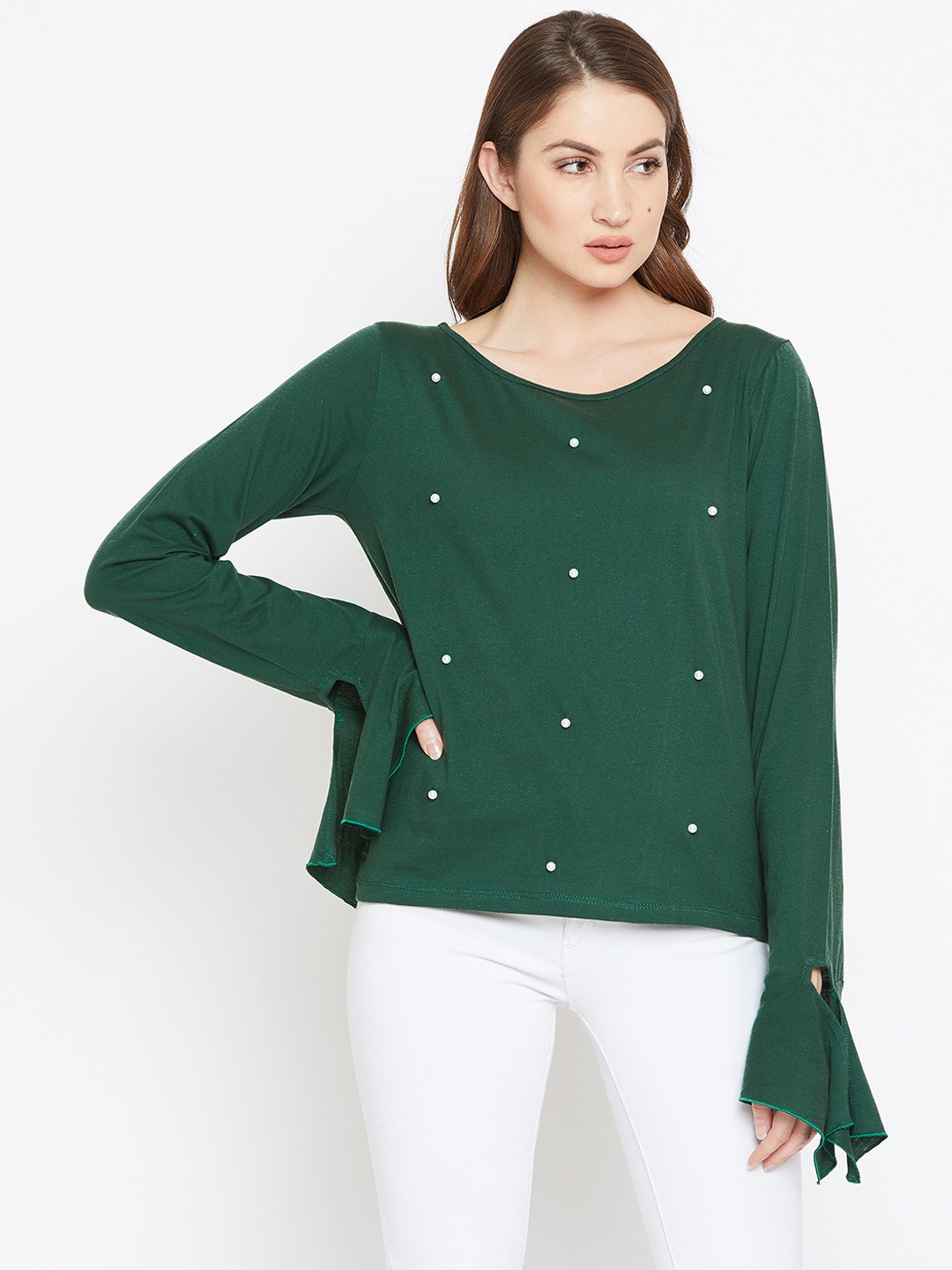 

Zastraa Women Green Embellished Top