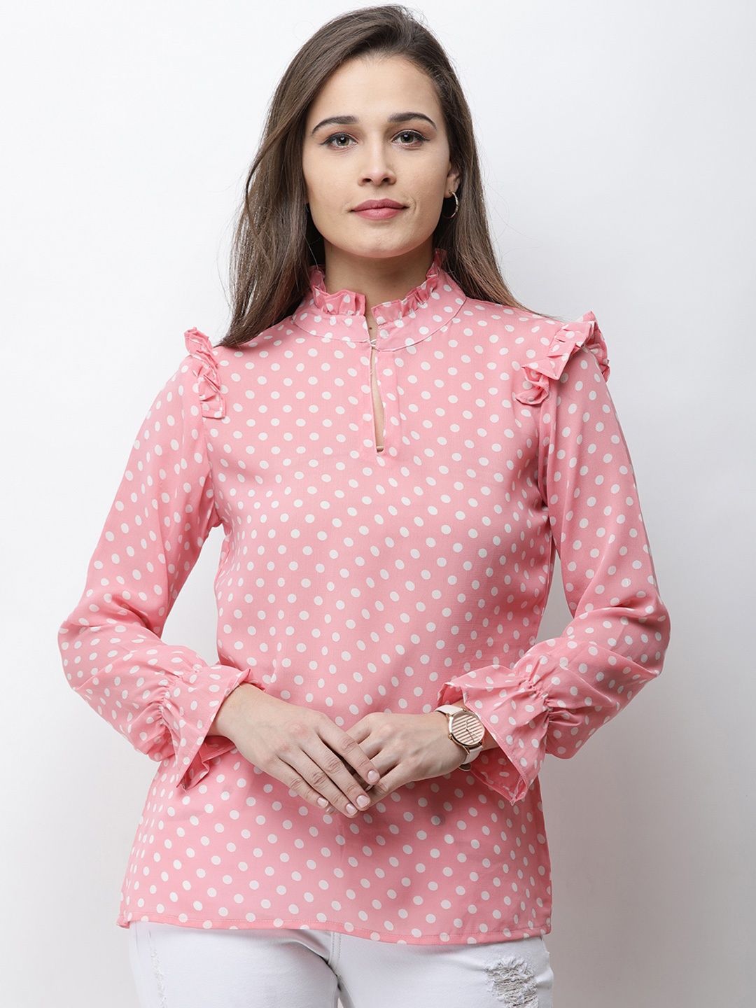 

Cation Women Pink Printed A-Line Top