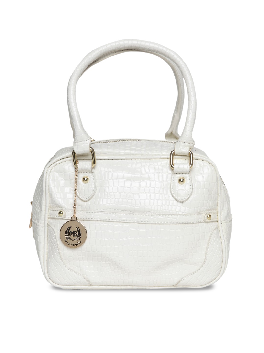 

Moedbuille White Textured Handheld Bag