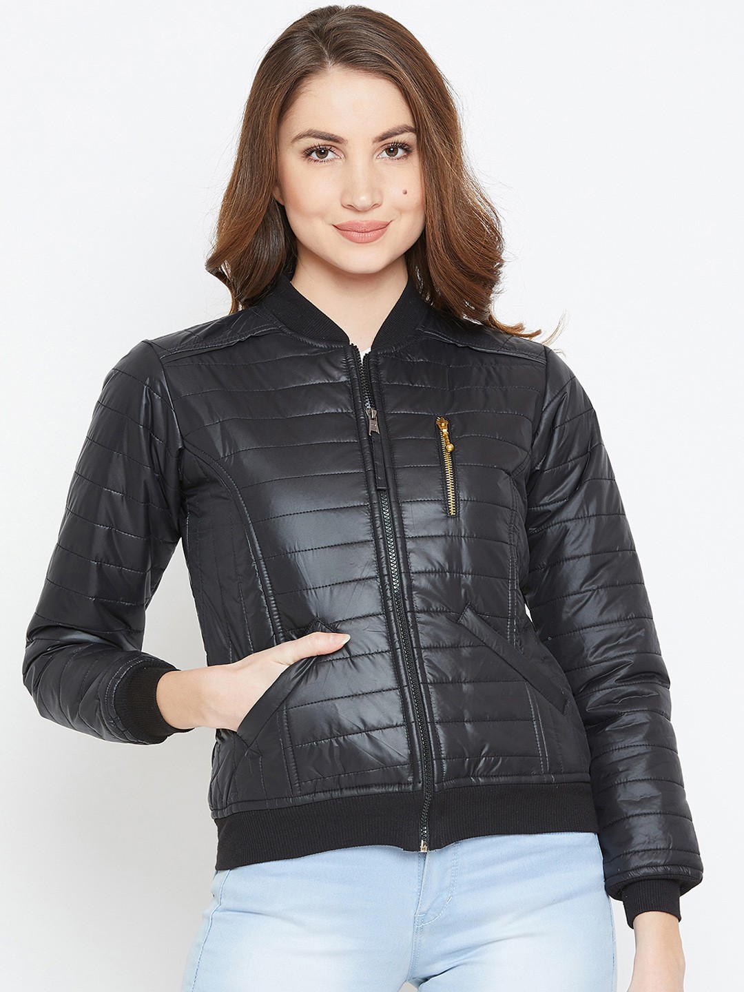 

Zastraa Women Black Solid Lightweight Puffer Jacket