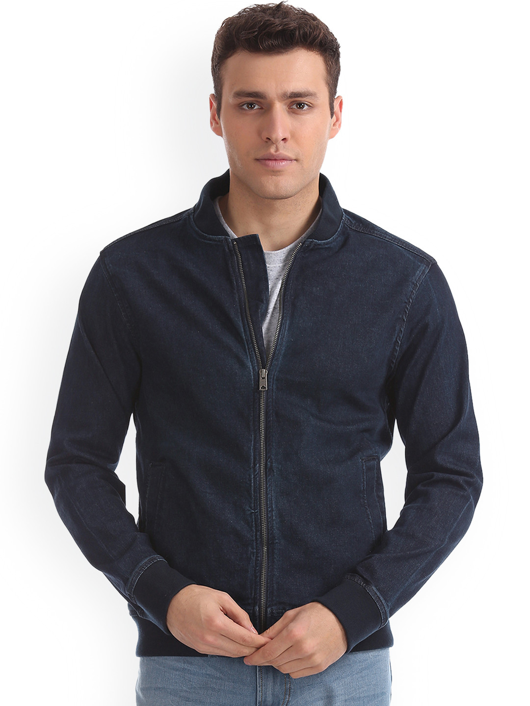 

Aeropostale Men Blue Solid Bomber