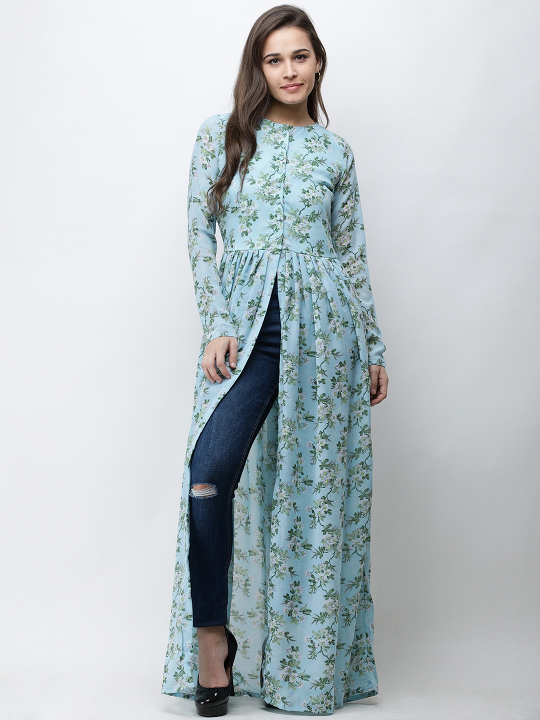 

Cation Printed Front Slit Tunic, Blue