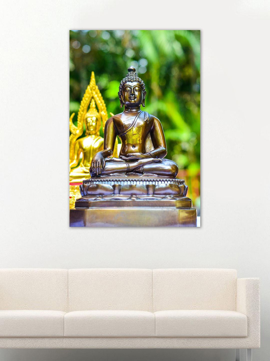 

999Store Green & Yellow Buddha Hand-Painted Wall Art