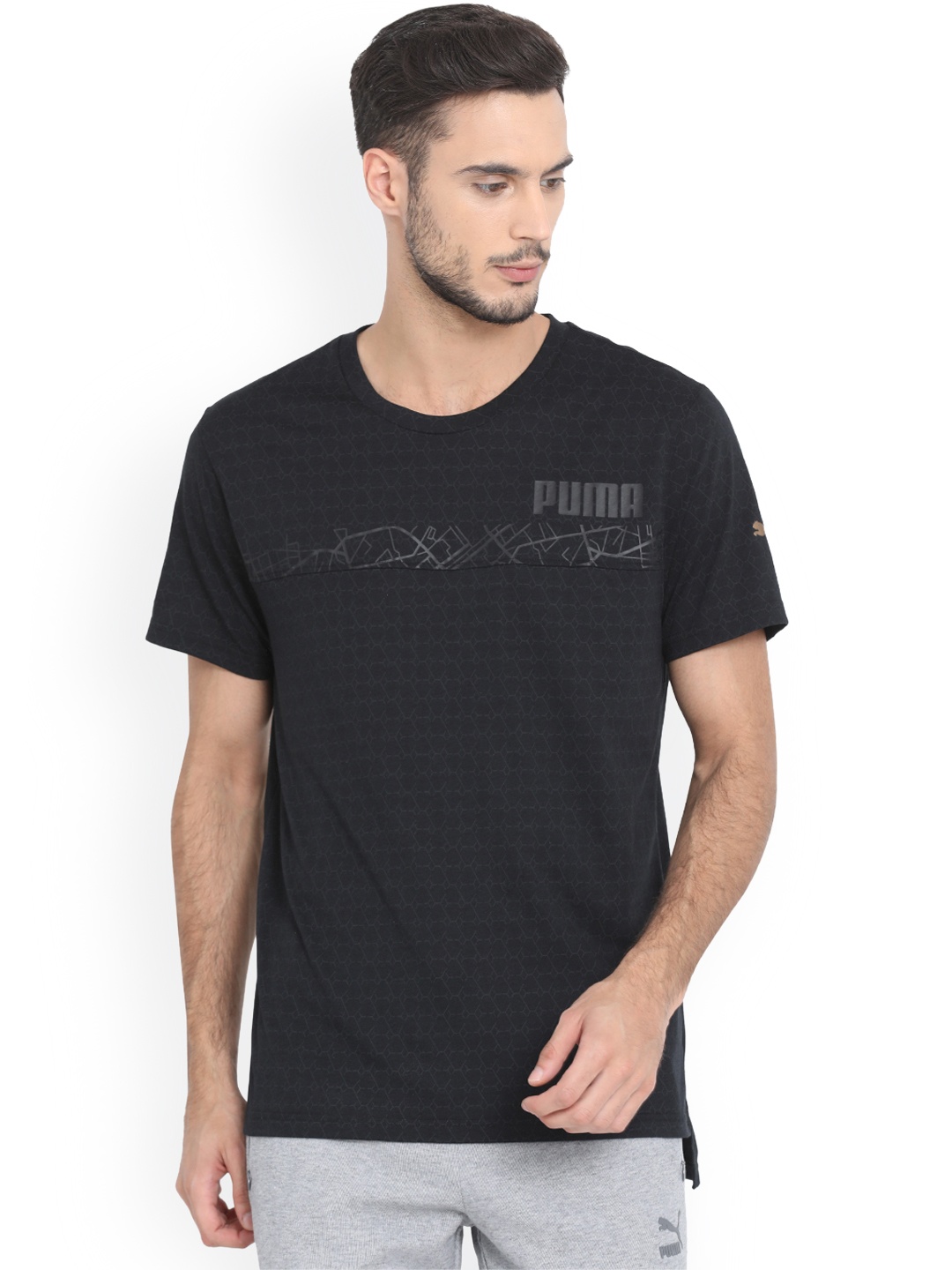 

Puma Men Black Solid Round Neck T-shirt