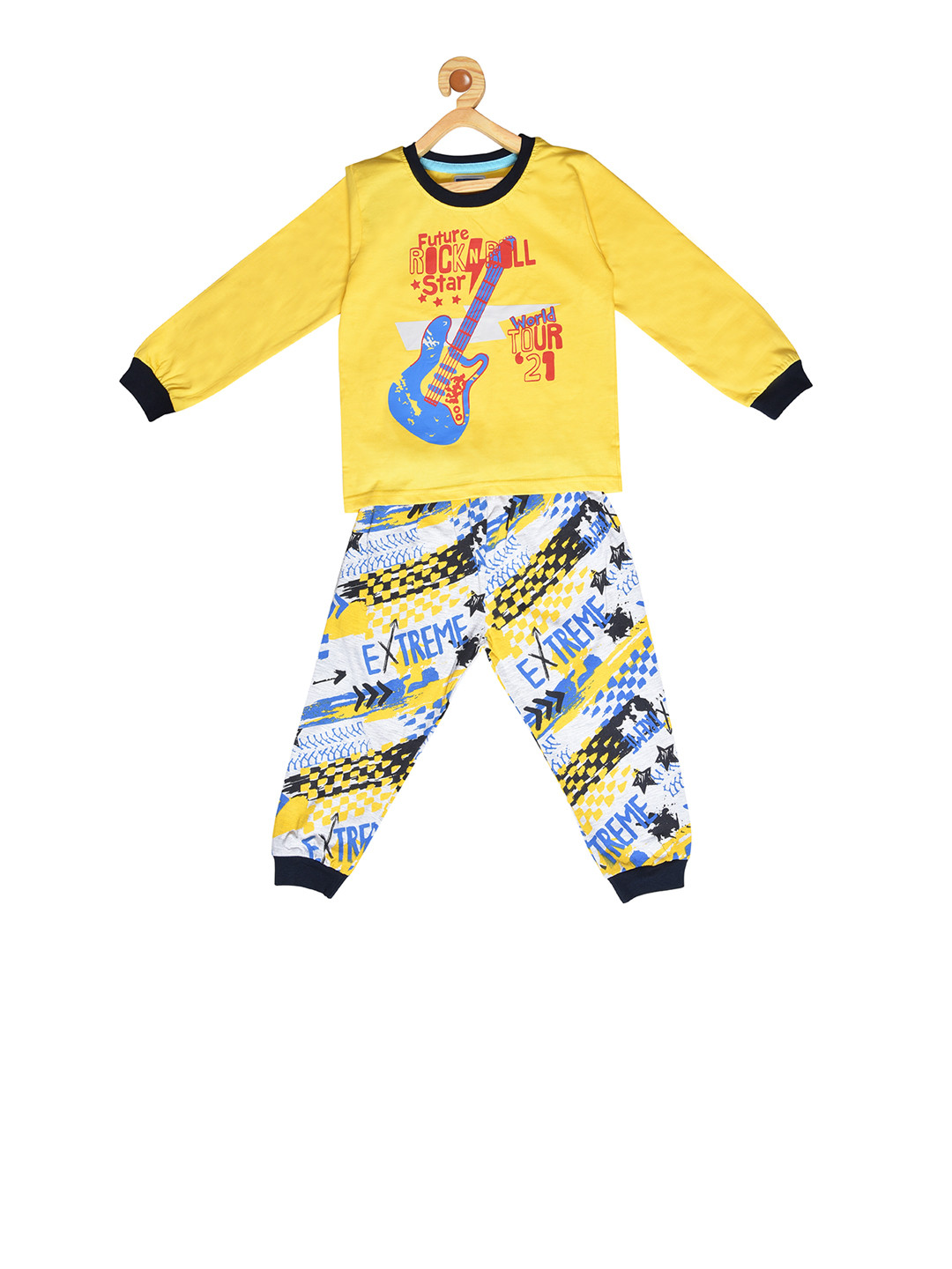 

BORN WEAR Boys Yellow & Blue Printed Co-Ords Set