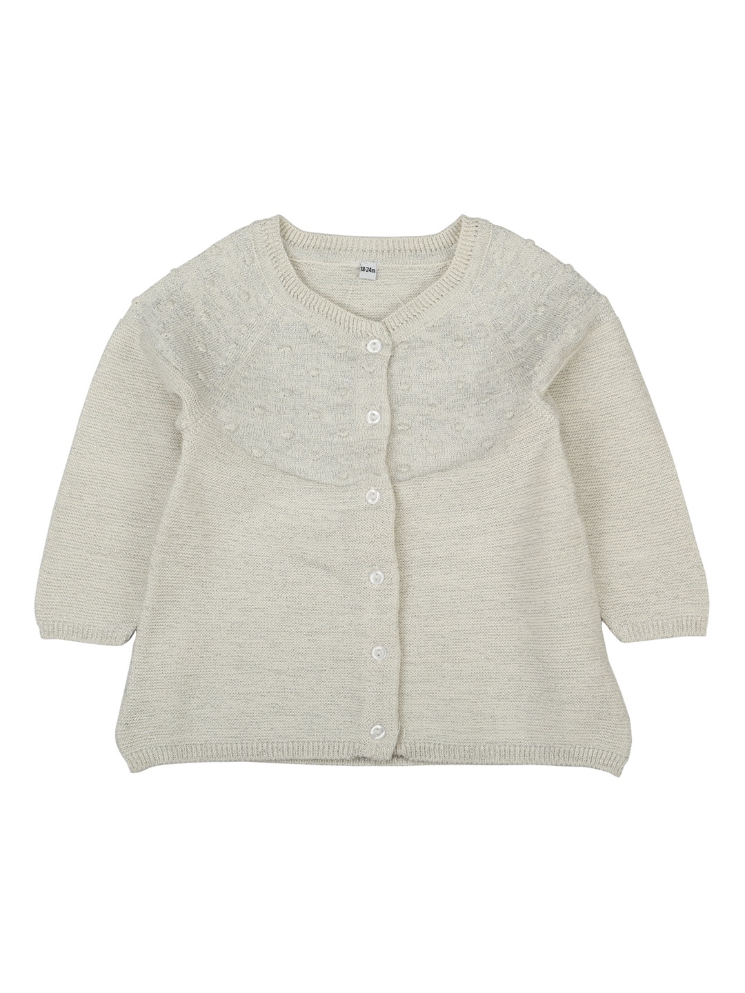 

MeeMee Girls Grey Melange Solid Woollen Cardigan
