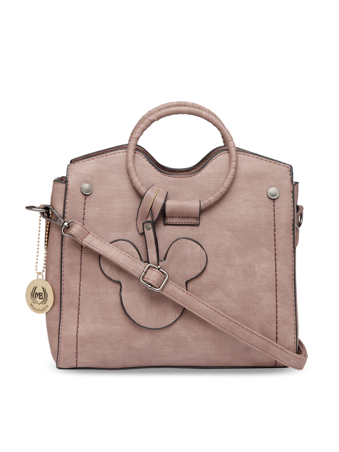 

Moedbuille Peach-Coloured Self Design Satchel