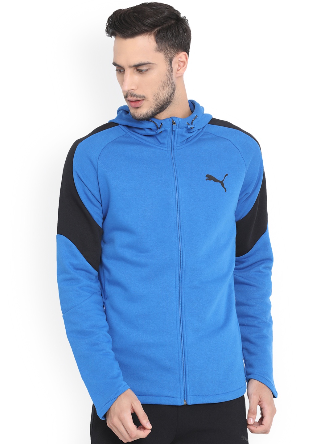 

Puma Men Blue Solid Sporty Hooded Track Jacket
