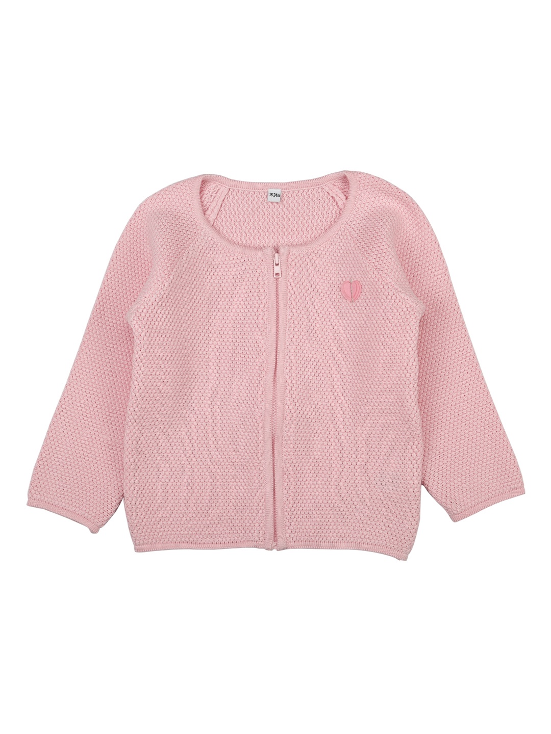 

MeeMee Girls Pink Self Design Woollen Cardigan
