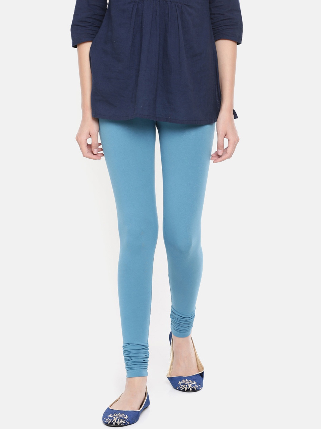 

De Moza Women Blue Solid Churidar Leggings