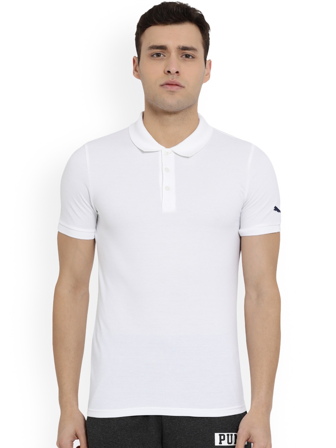 

Puma Men White Solid Polo Collar T-shirt