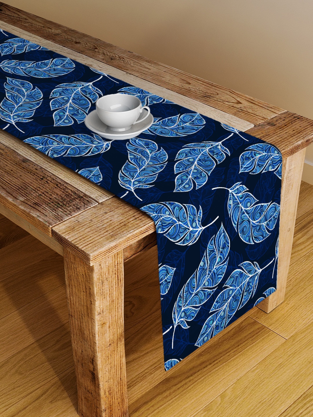 

Alina decor Blue Leaves Table Runner