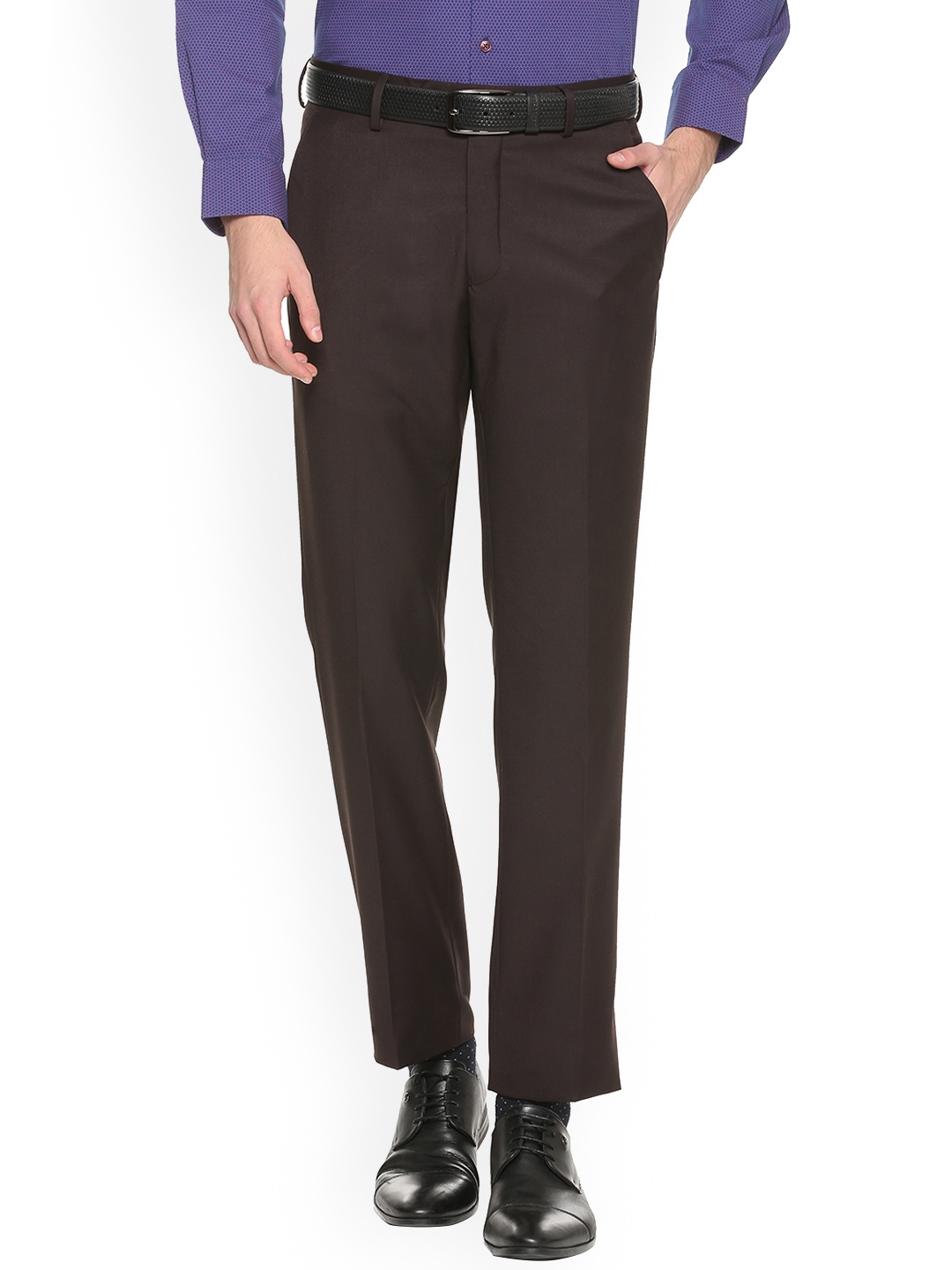 

Van Heusen Men Brown Slim Fit Solid Formal Trousers