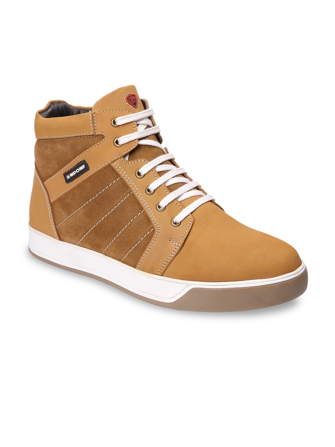 

Red Chief Men Rust Brown Solid Leather Mid-Top Sneakers