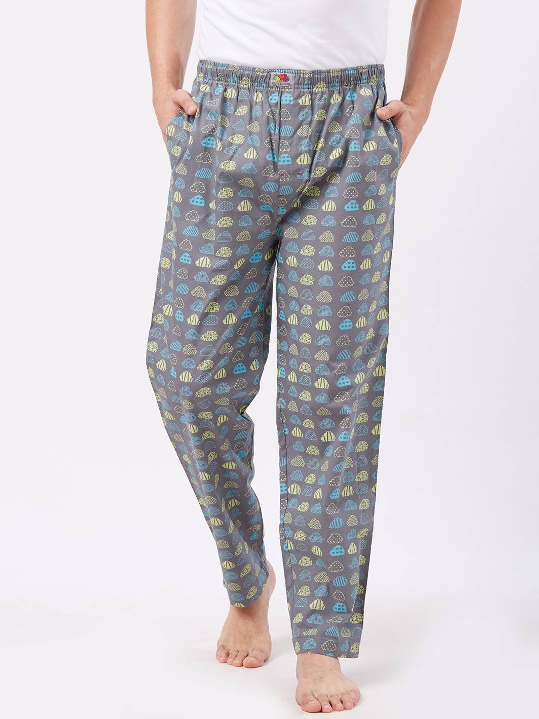 Fruit of the Loom Men Grey Printed Lounge Pants