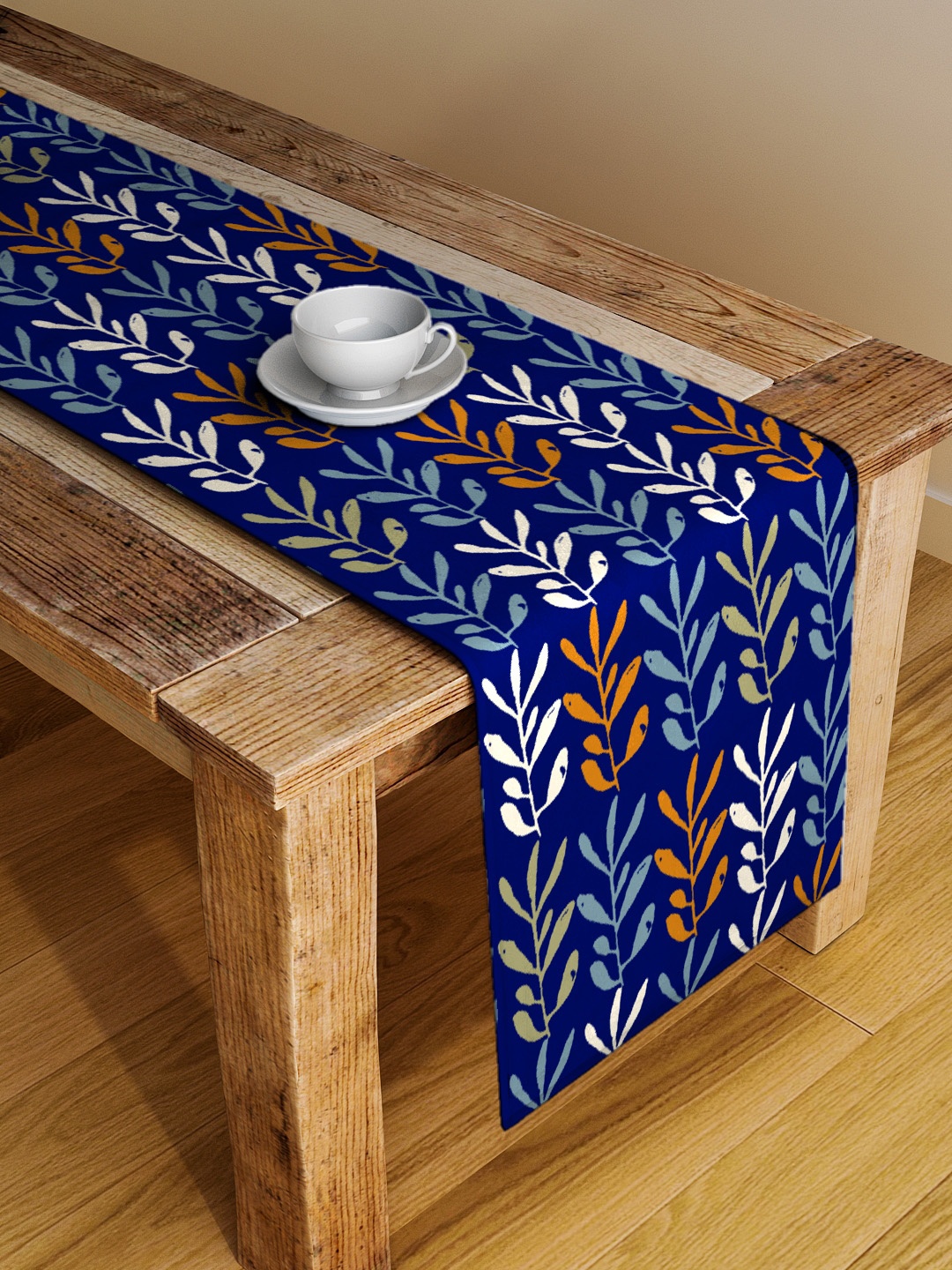 Alina decor Blue Leaves Table Runner