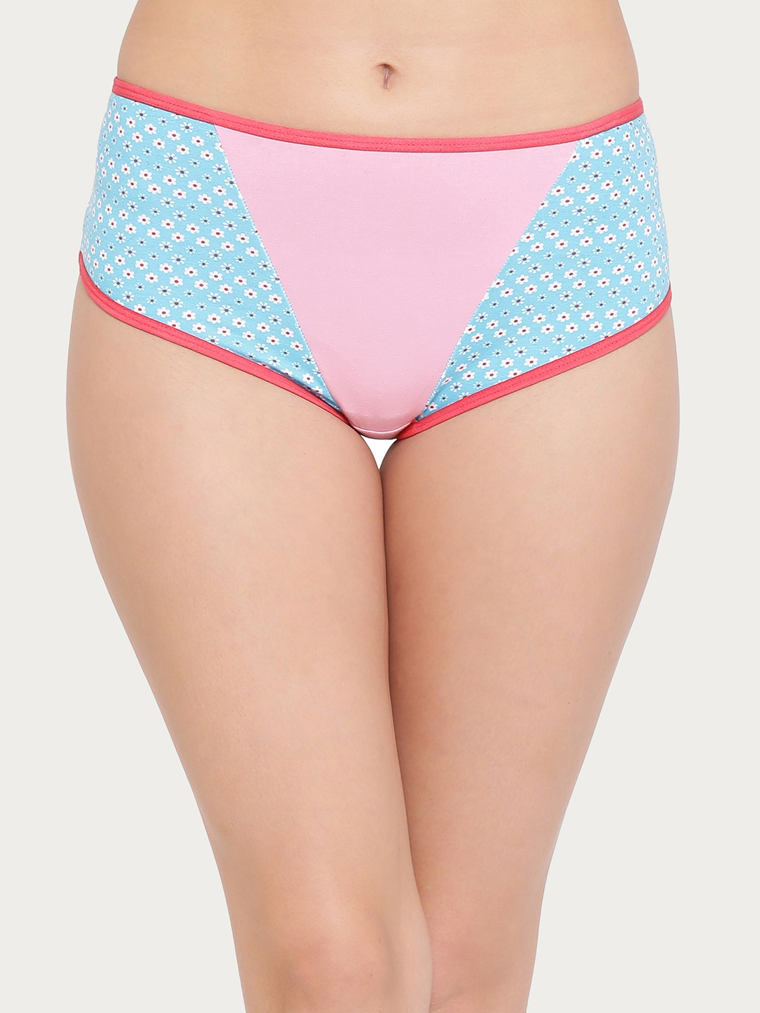 

Clovia Blue & Pink Floral Printed Hipster Panty PN2816P223XL
