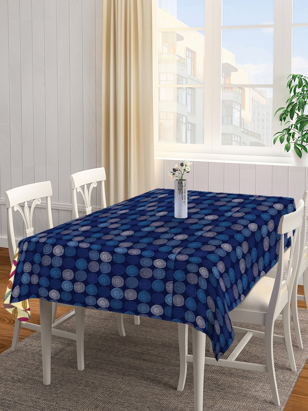 

Alina decor Navy Blue Printed Rectangle Table Cover