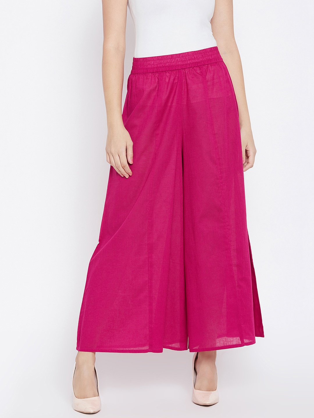 

PANIT Women Magenta Flared Solid Palazzos