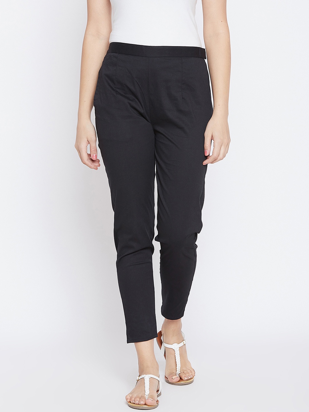 

PANIT Women Black Smart Slim Fit Solid Regular Trousers