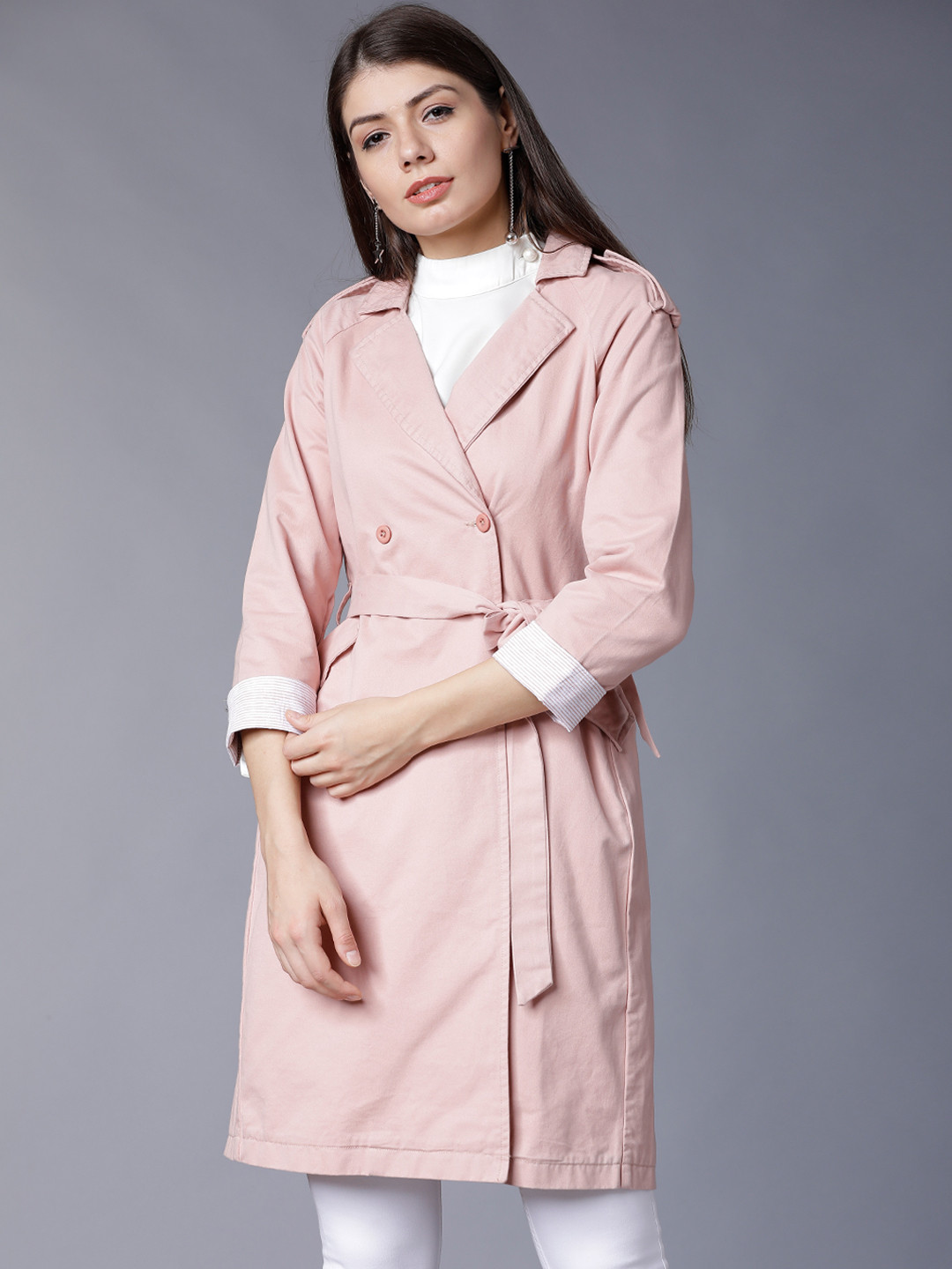 

Tokyo Talkies Women Pink Solid Tailored Jacket