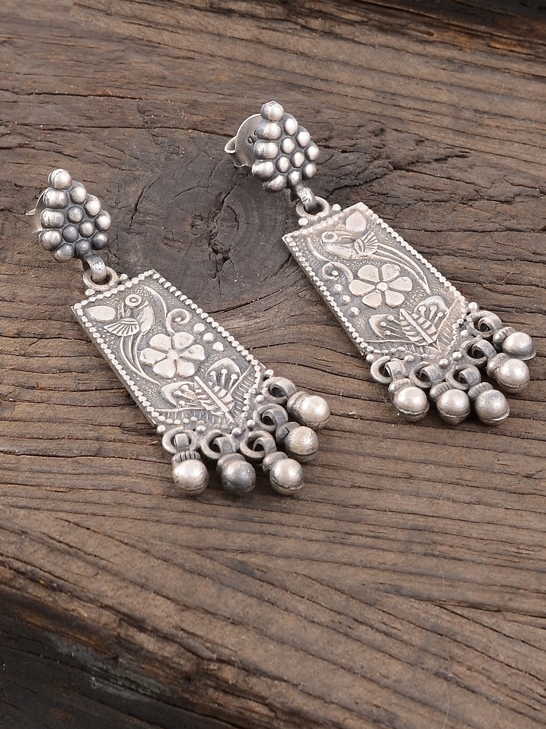 

Silvermerc Designs Silver-Plated Oxidised Classic Drop Earrings