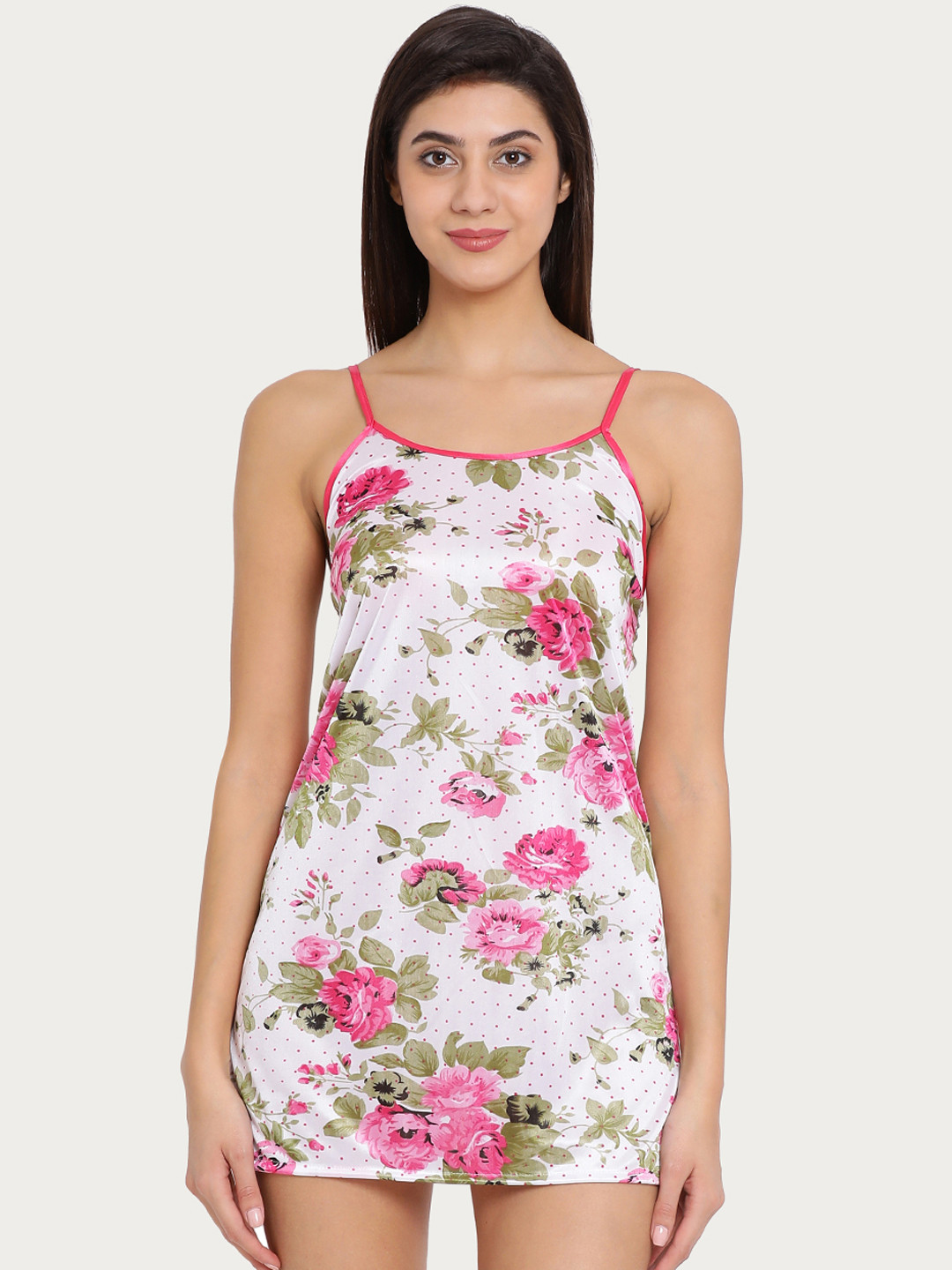 

Clovia Women Pink Printed Baby-Doll Nightdress NS1129P22O