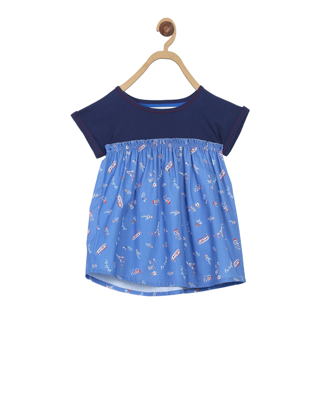 

ELLE Girls Blue Printed A-Line Top