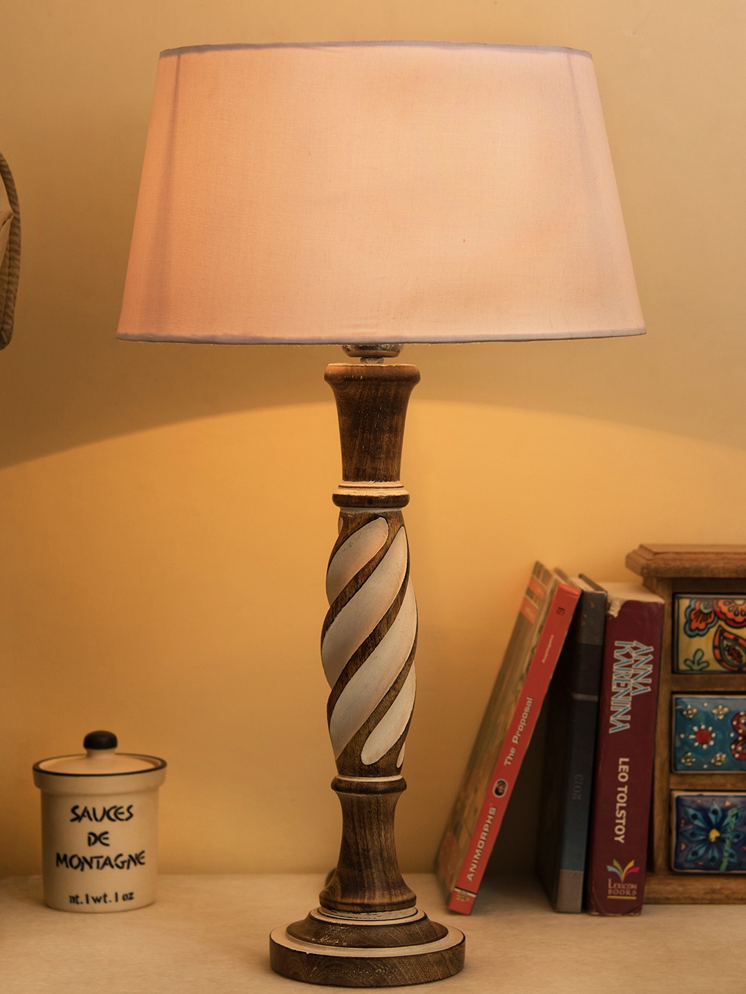

Homesake White Solid Handcrafted Bedside Standard Lamp with Shade