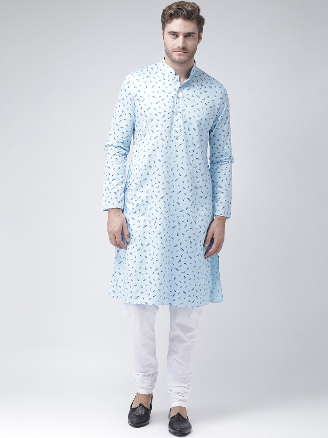 

DEYANN Men Blue Printed Straight Kurta