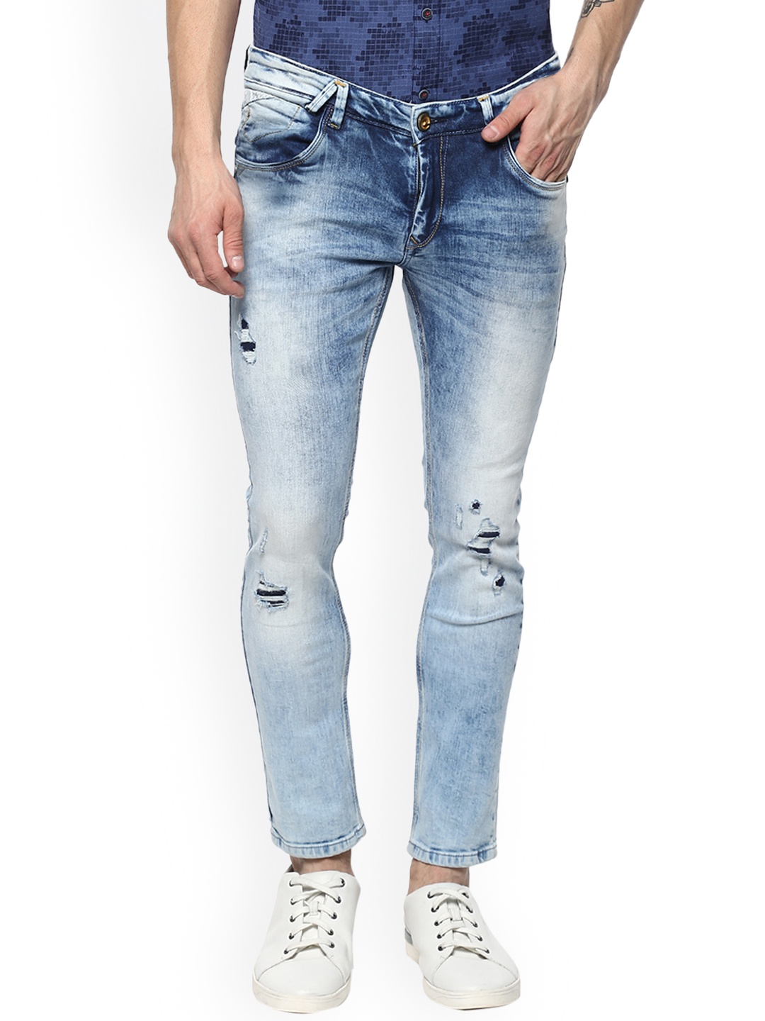 

SPYKAR Men Blue Skinny Fit Low-Rise Low Distress Jeans