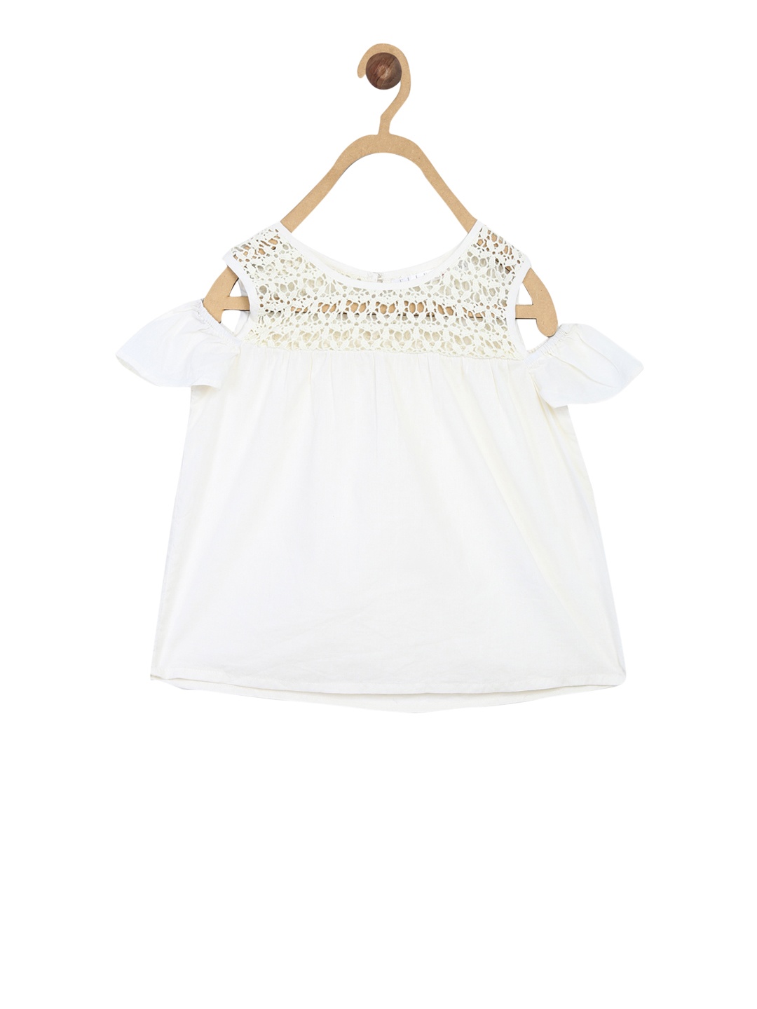 

ELLE Girls Off-White Self Design A-Line Top