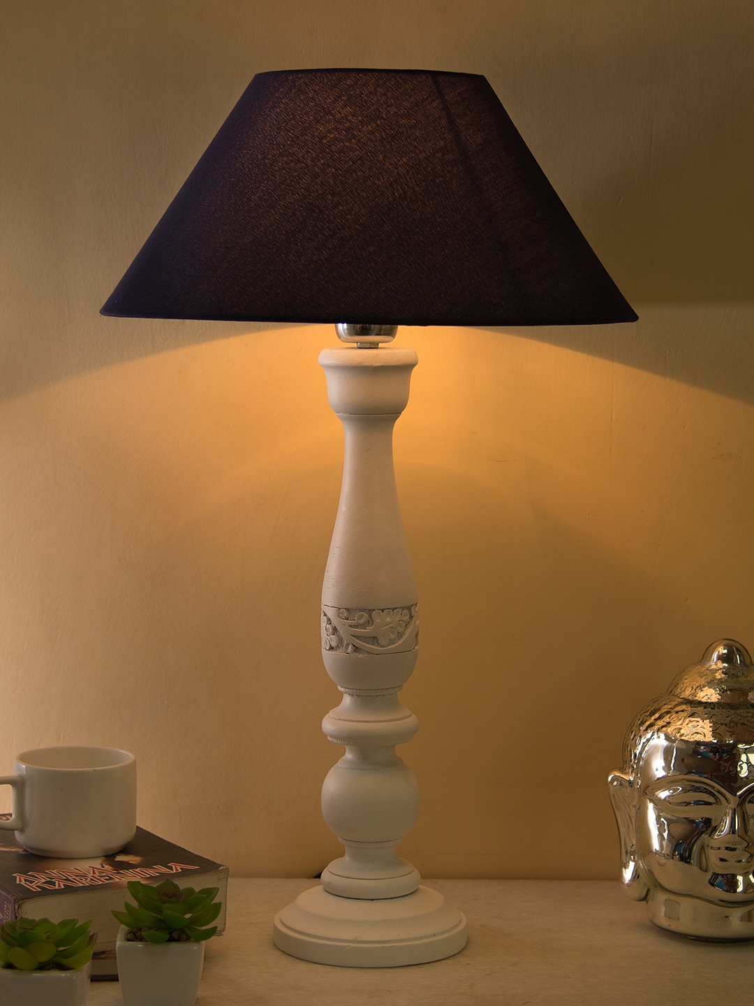 

Homesake Navy Blue Solid Handcrafted Table Lamp with Shade