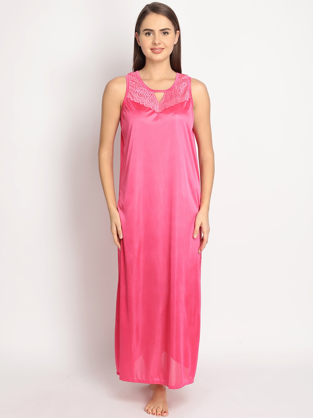 

Clovia Women Pink Solid Nightdress
