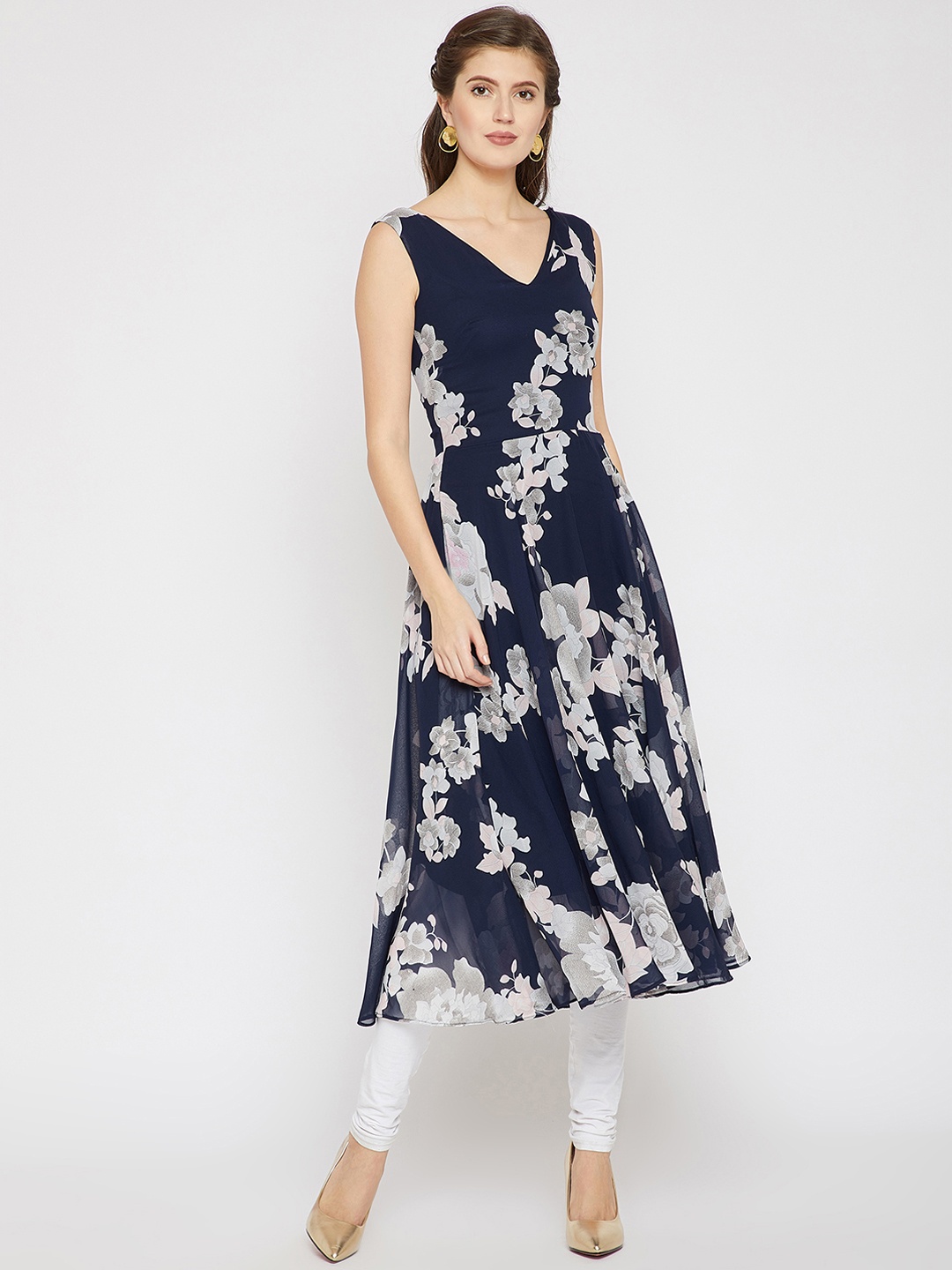 

RARE Women Blue Printed A-Line Kurta