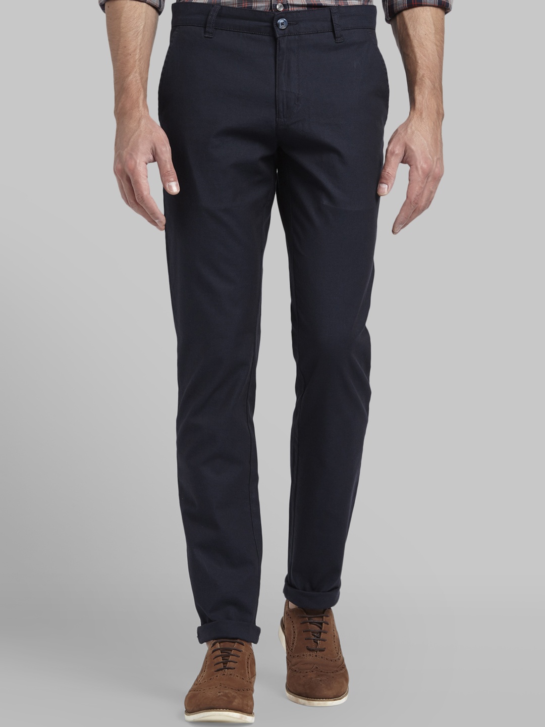 

Parx Men Navy Blue Slim Fit Solid Regular Trousers