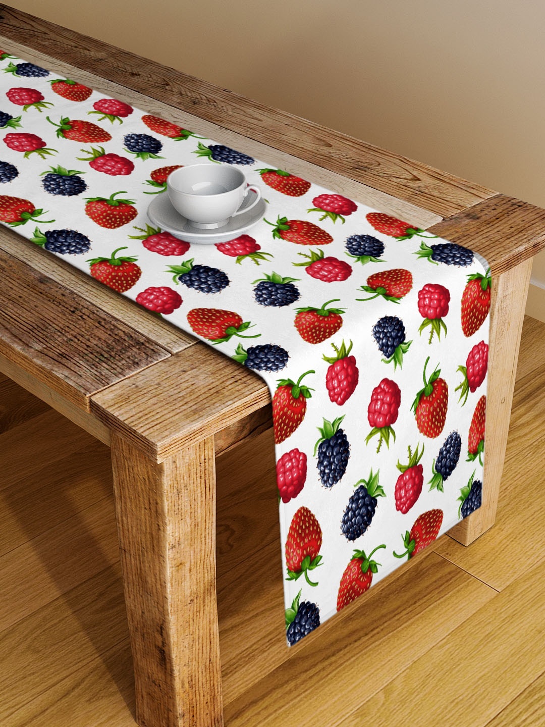 

Alina decor Off-White & Red Conversational Table Runner