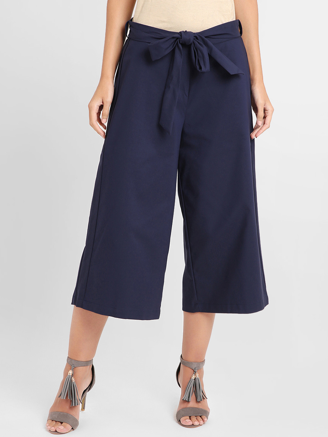 

Kazo Women Blue Loose Fit Solid Culottes