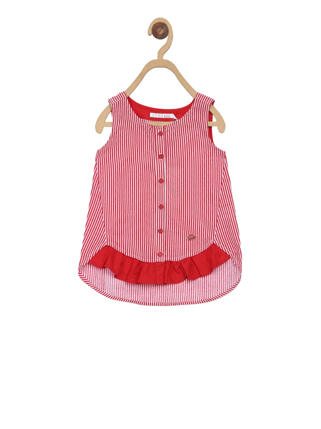 

ELLE Girls Red Striped High-Low Top