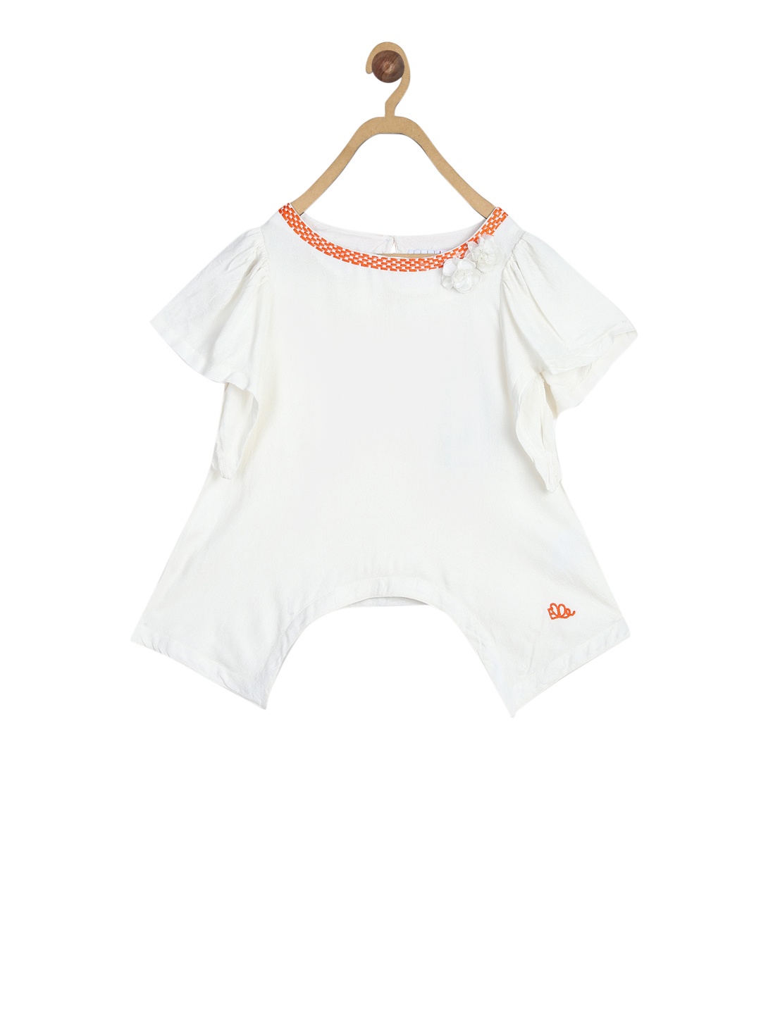ELLE Girls Off-White Solid A-Line Top