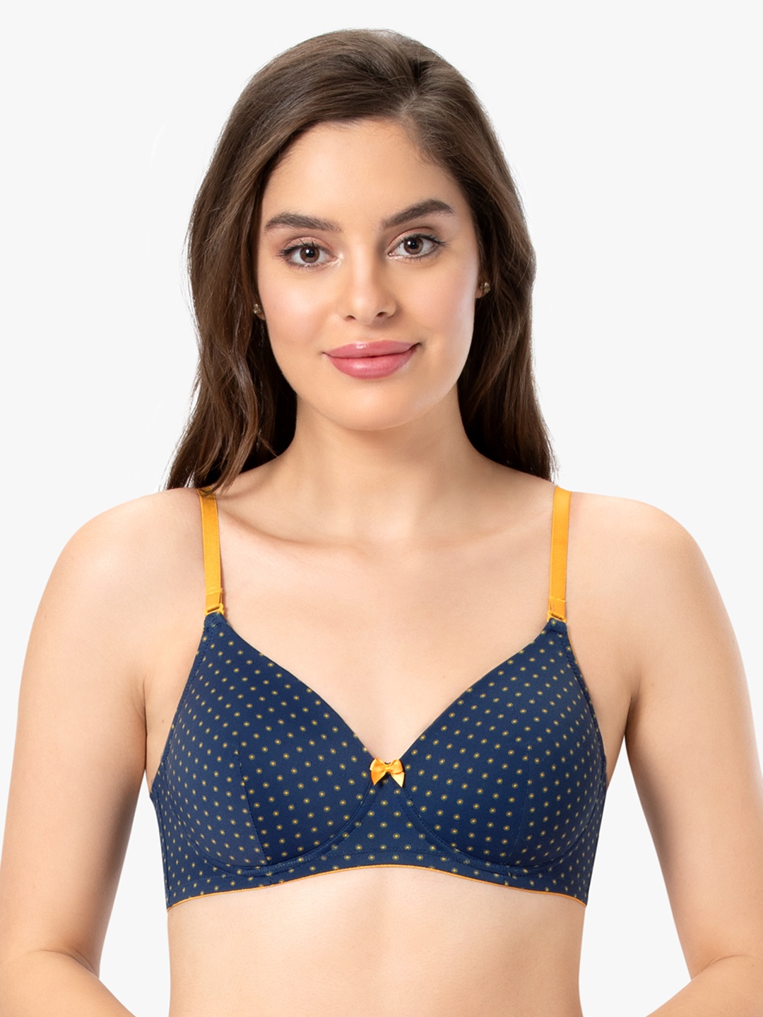

Amante Printed Padded Wirefree Delicate Dots T-shirt Bra - BRA22801, Blue