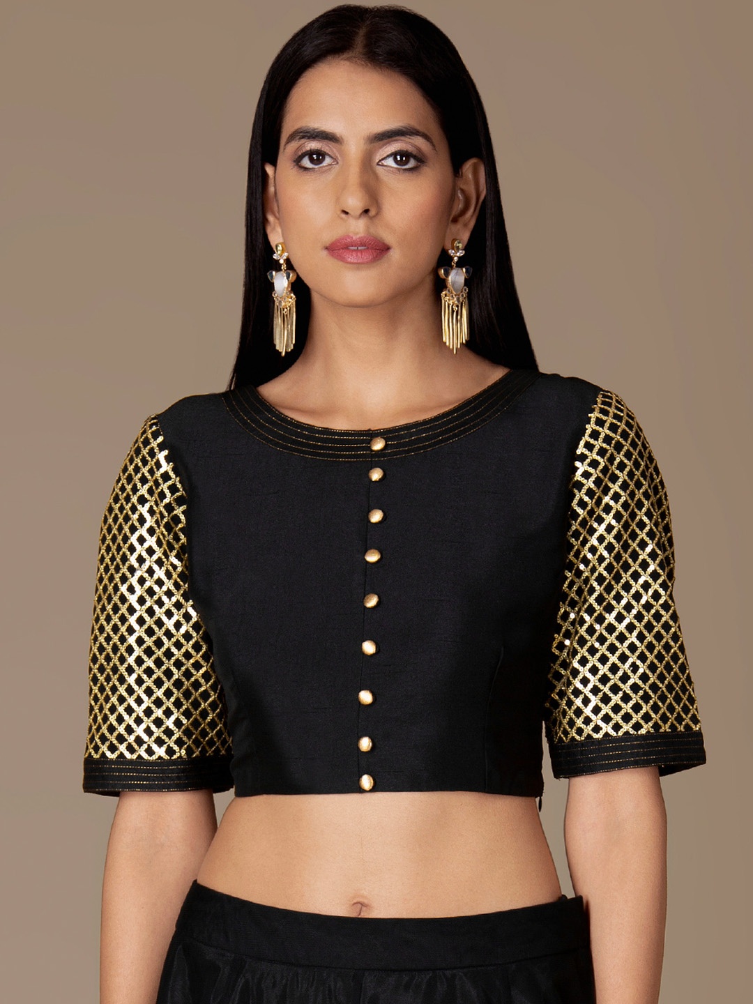

INDYA Women Black Checked Top