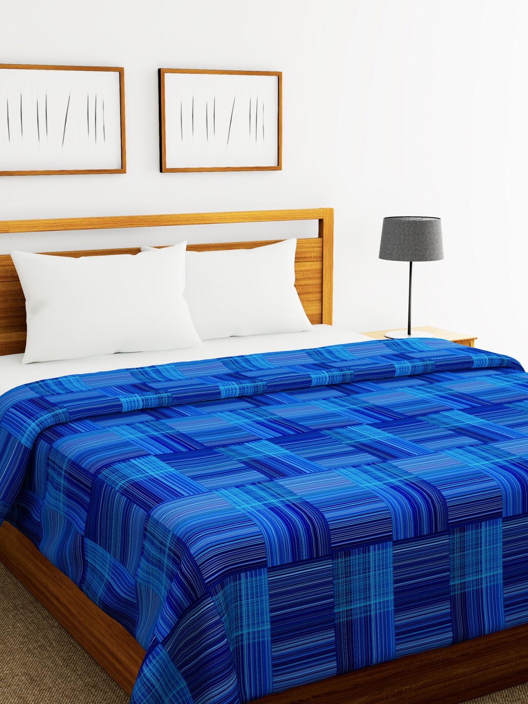 

BIANCA Blue Geometric AC Room 120 GSM Double Bed Comforter