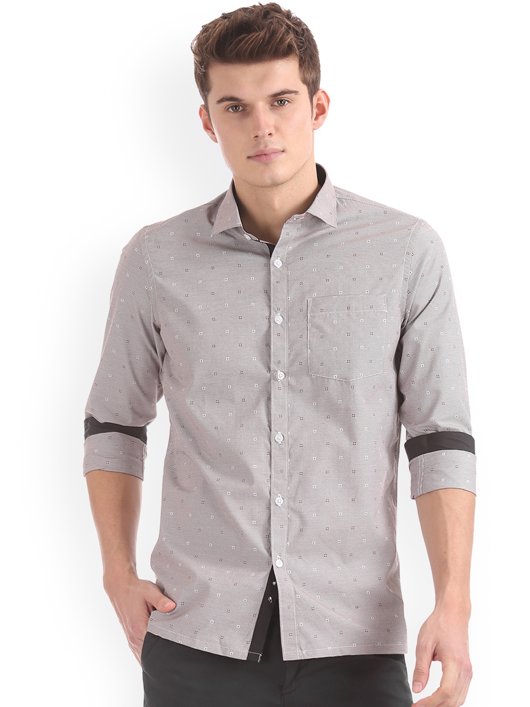 

Excalibur Men Brown Slim Fit Printed Casual Shirt