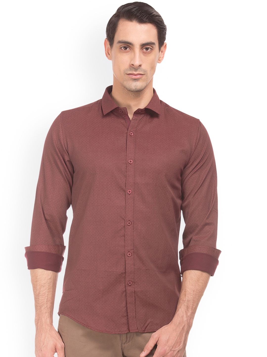 

Excalibur Men Brown Slim Fit Printed Casual Shirt