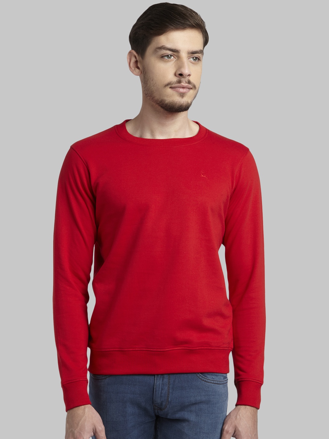 

Parx Men Red Solid Sweatshirt