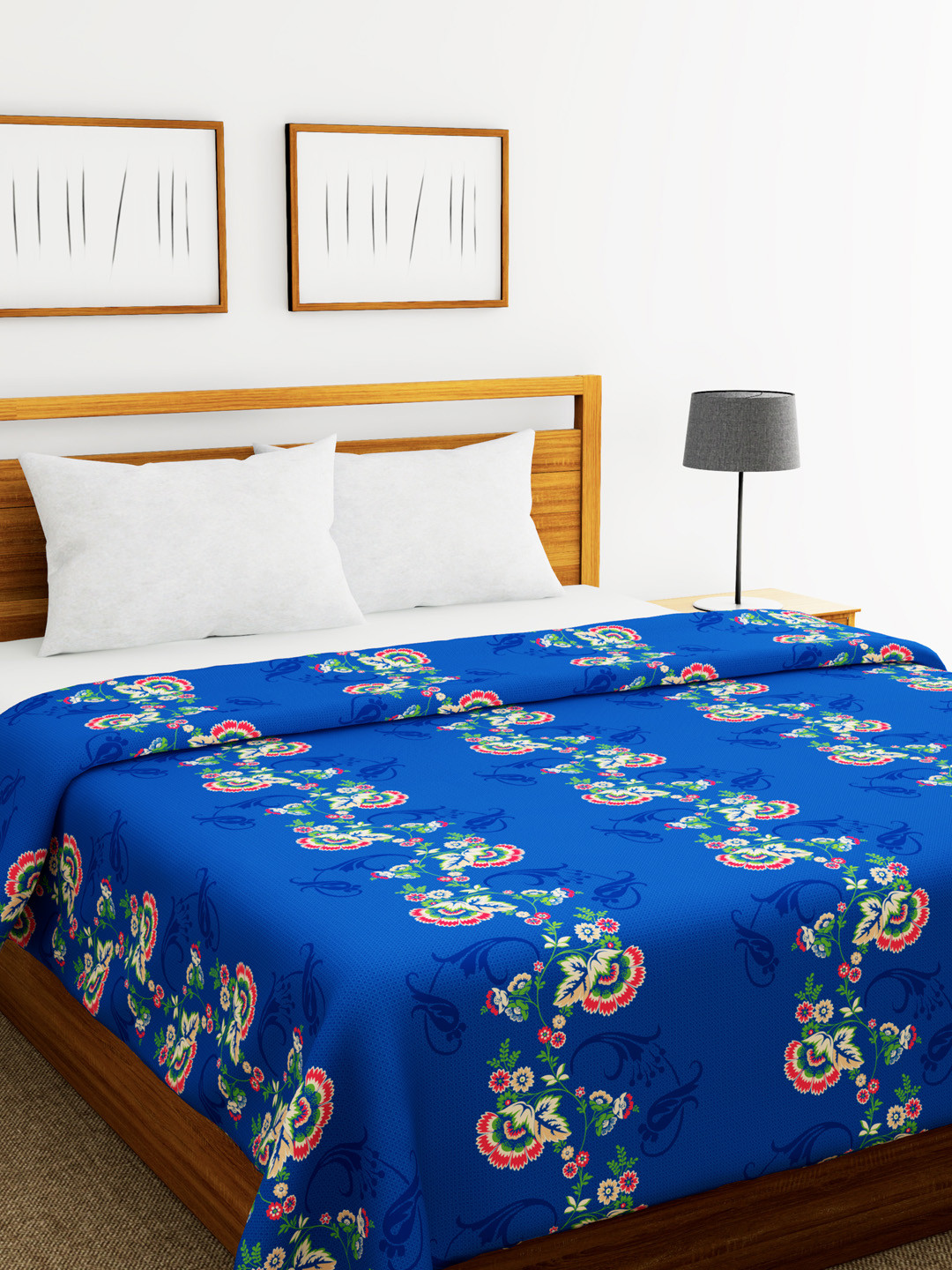 

BIANCA Blue & Pink Floral AC Room 300 GSM Double Bed Comforter