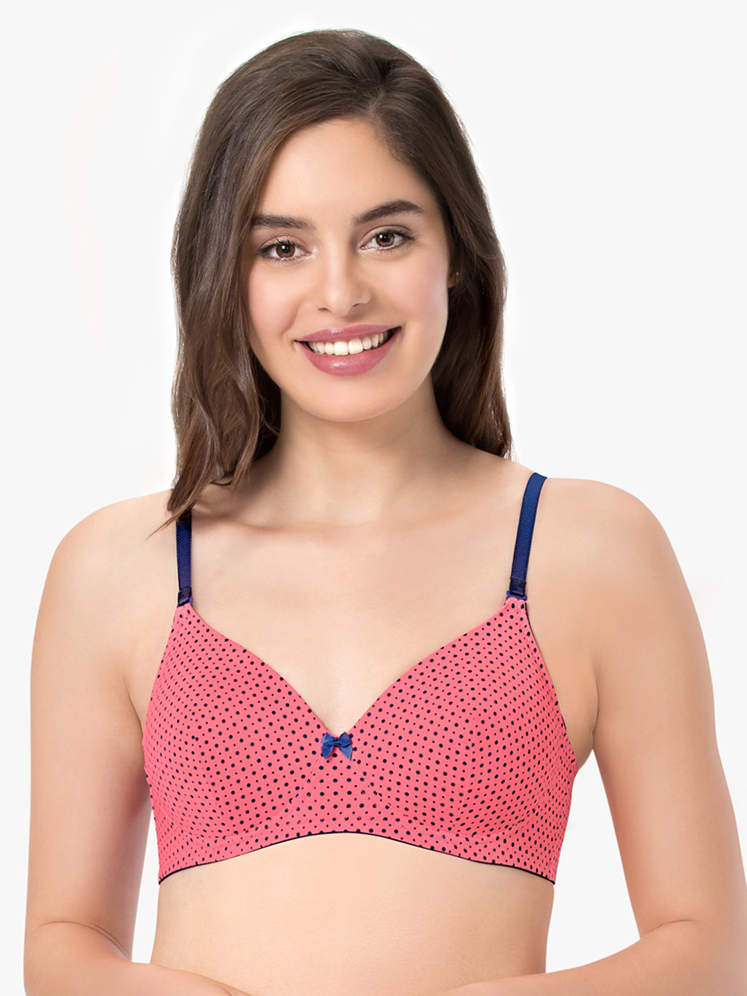 

Amante Printed Padded Wirefree Delicate Dots T-Shirt Bra - BRA22801, Pink