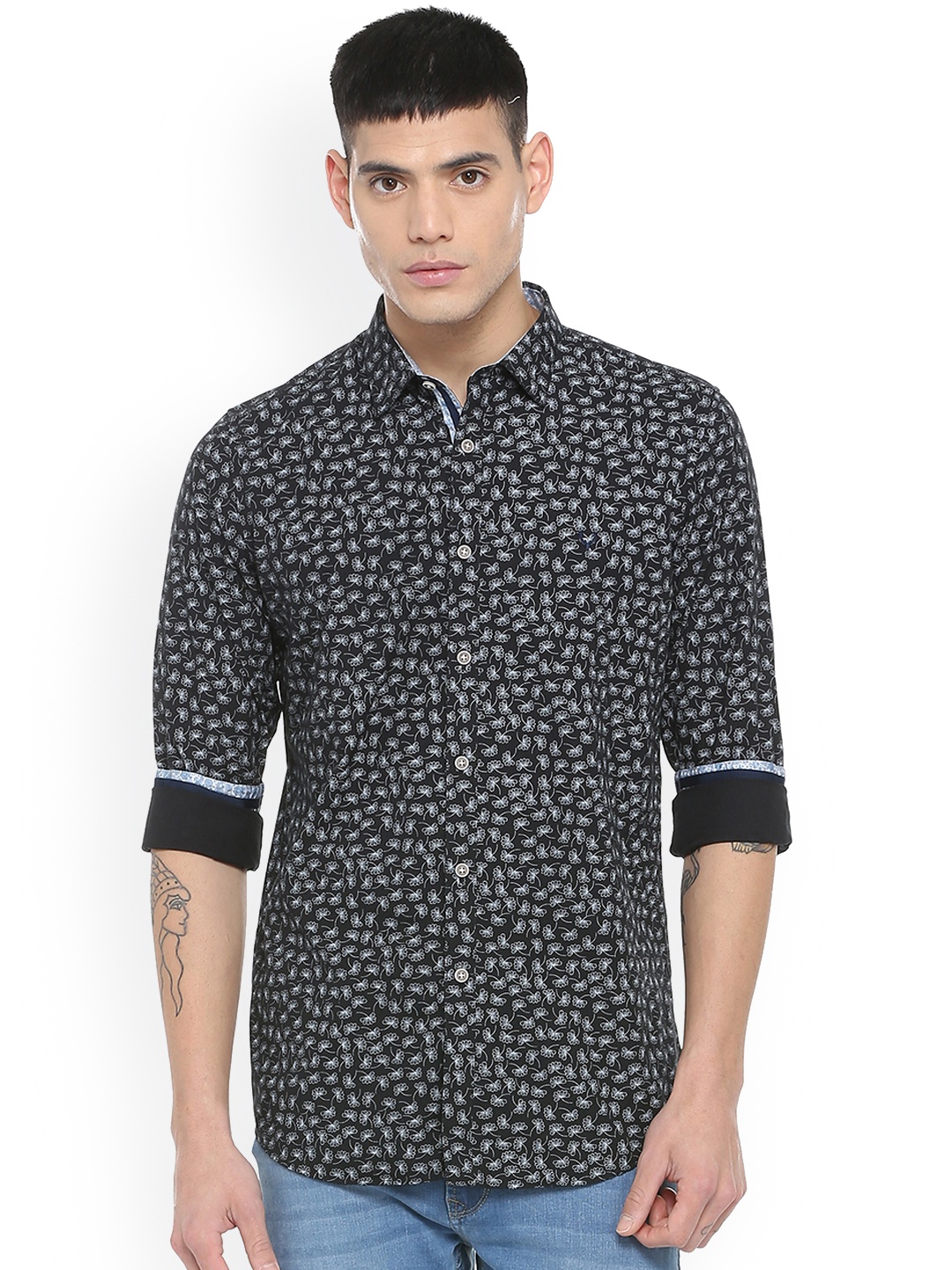 

Allen Solly Men Black Slim Fit Printed Casual Shirt